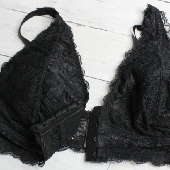 Rene Rofe Women's Black Lace Bra Size M Padded Wire Free Front Hook - Picture 3 of 4